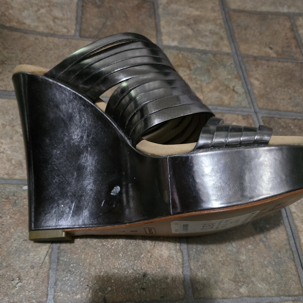 NEW Coach Wedges Bristol Platform Size US 10 Metallic Silver - Picture 2 of 14